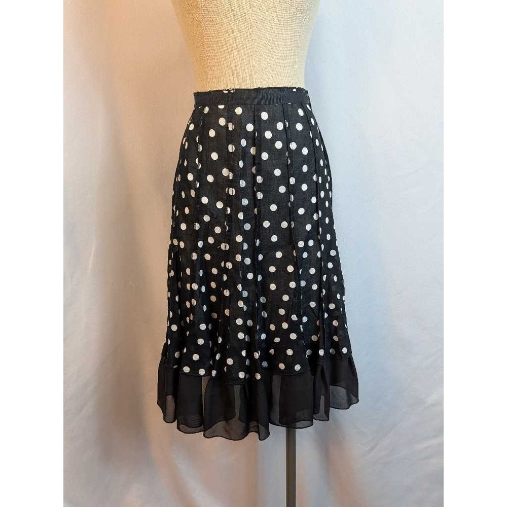 FOCUS 2000 Polka Dot Skirt Knee-Length Ruffle Hem Women's Size 6